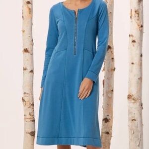 ✨ Soft Surroundings Blue Knit Front Dress Women’s XL Long Sleeve Dress